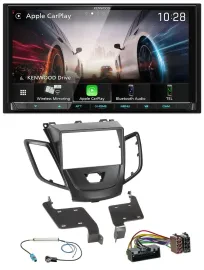Kenwood MP3 2DIN USB DAB Bluetooth Autoradio für Ford Fiesta 10-17 schwarz