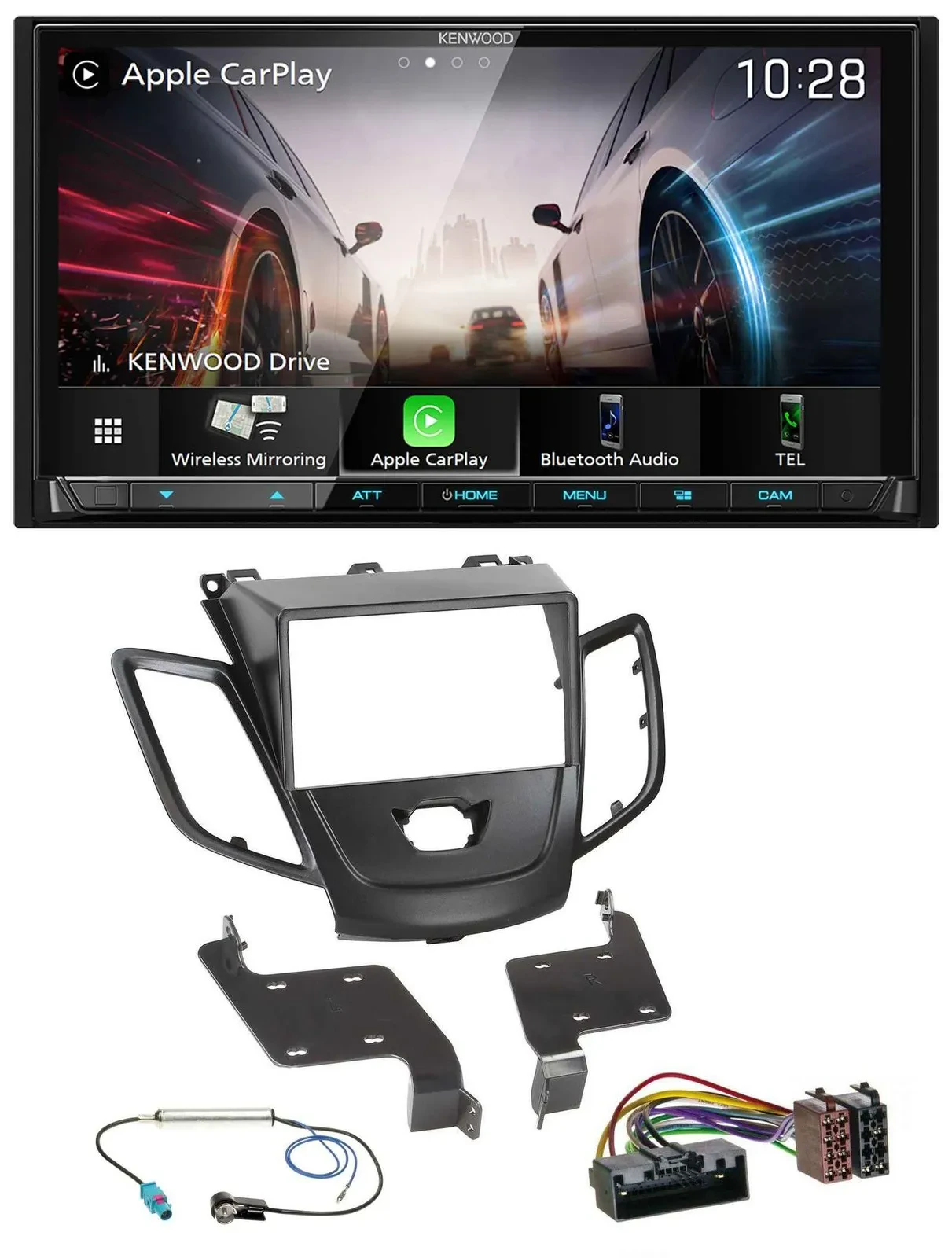 Kenwood MP3 2DIN USB DAB Bluetooth Autoradio für Ford Fiesta 10-17 schwarz