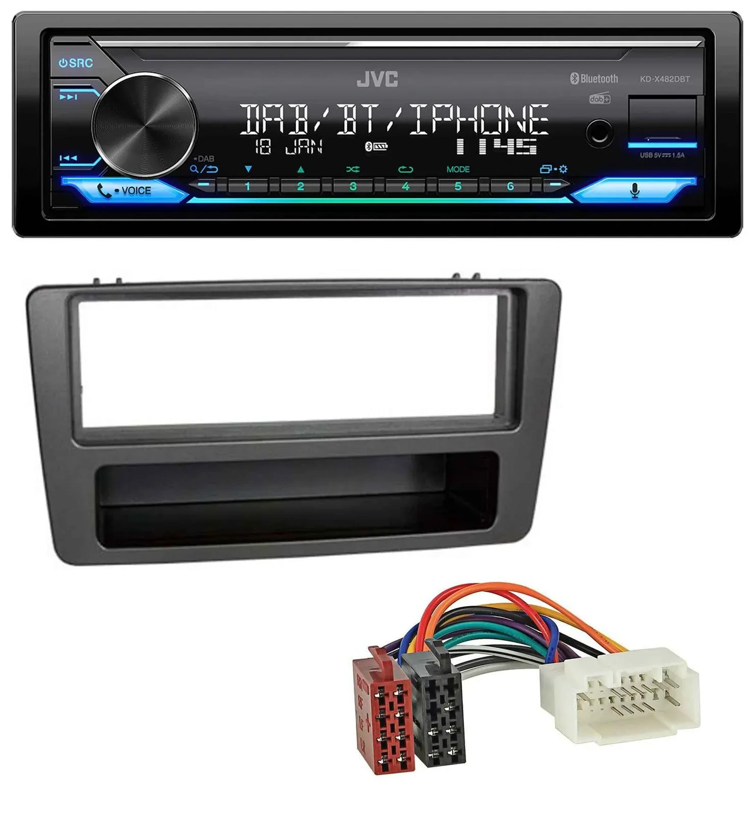 JVC Bluetooth DAB USB MP3 Autoradio für Honda Civic 01-03 man. Klima anthrazit