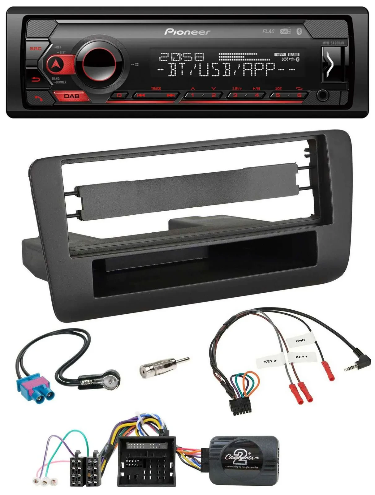 Pioneer Lenkrad USB DAB Bluetooth Autoradio für Audi A1 (ab 2010)