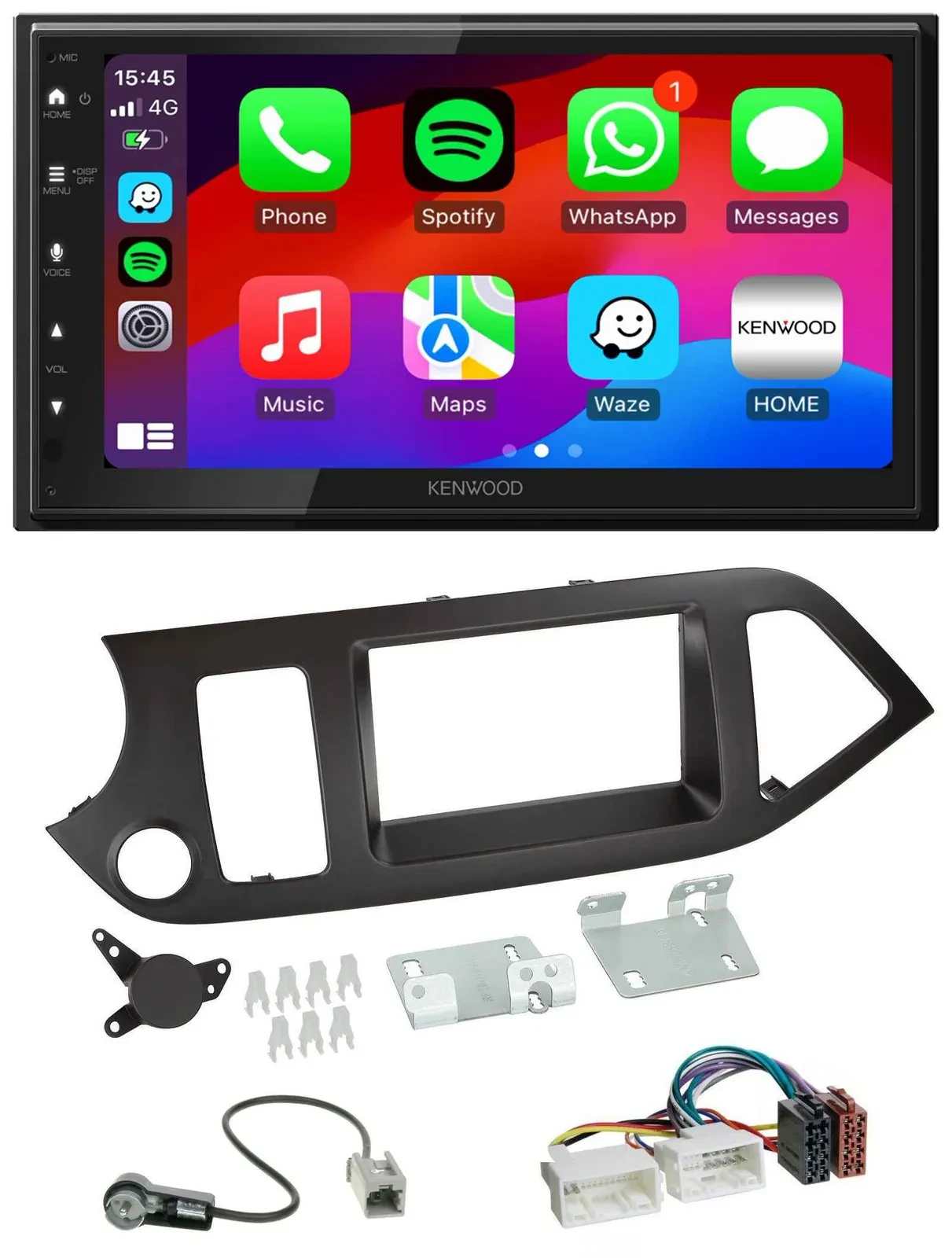 Автомагнитола для Kia Picanto (с 2011, без Start-Stop) Kenwood 2DIN, MP3, USB, DAB, Bluetooth