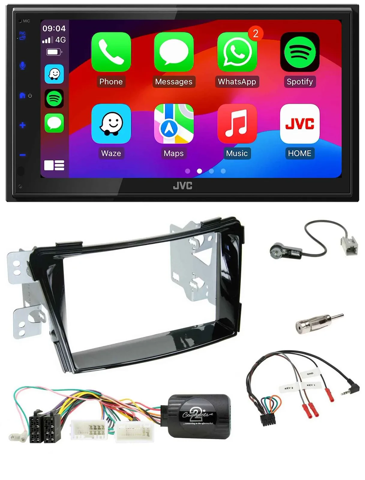 JVC Bluetooth USB Lenkrad 2DIN DAB Autoradio für Hyundai i40 ab 2011 VF Klavierl