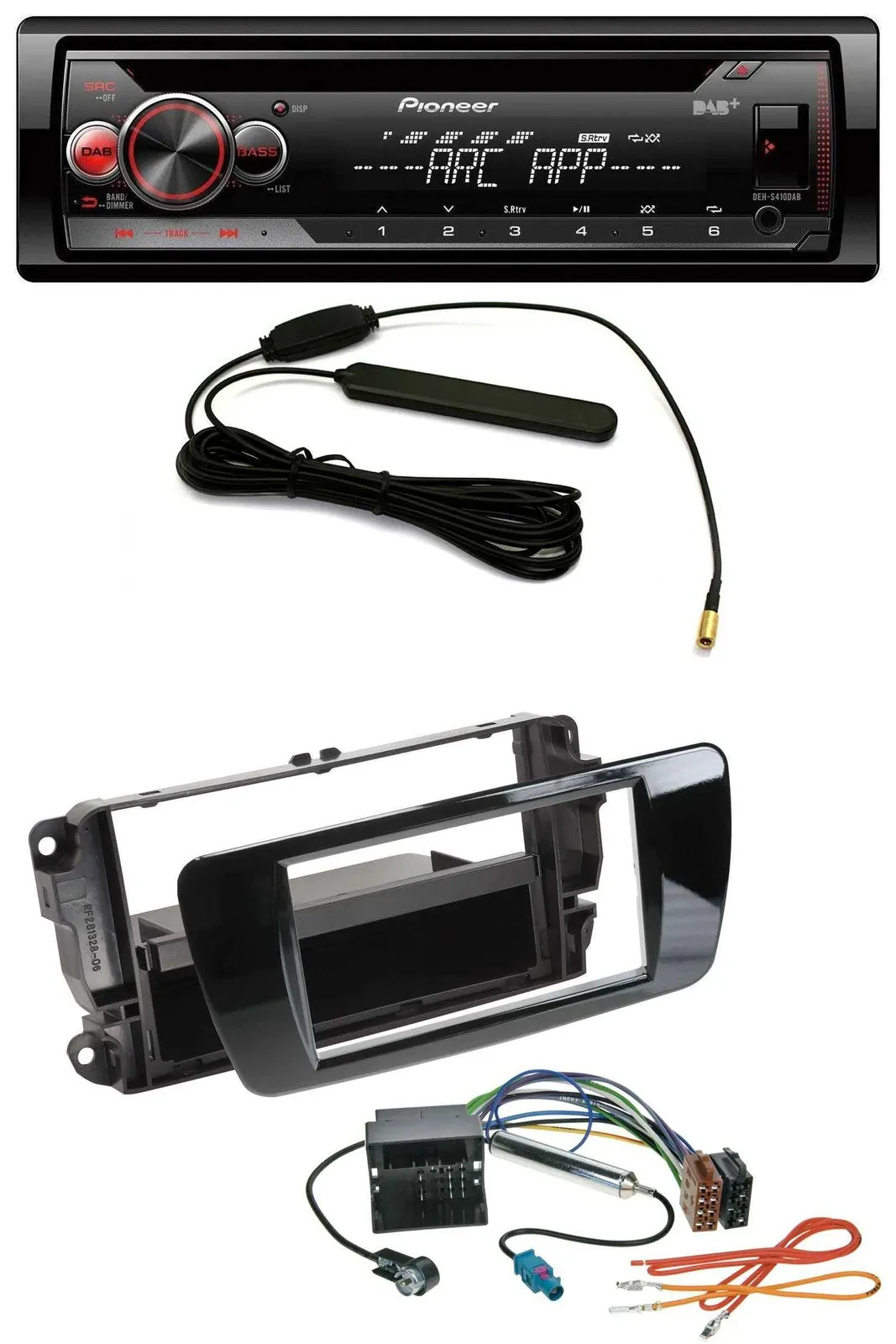 Pioneer CD USB AUX DAB MP3 Autoradio für Seat Ibiza ab 08 Klavierlack schwarz