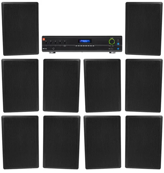 Настенная акустика JBL Rock Slim 70B Black с усилителем (10 штук)
