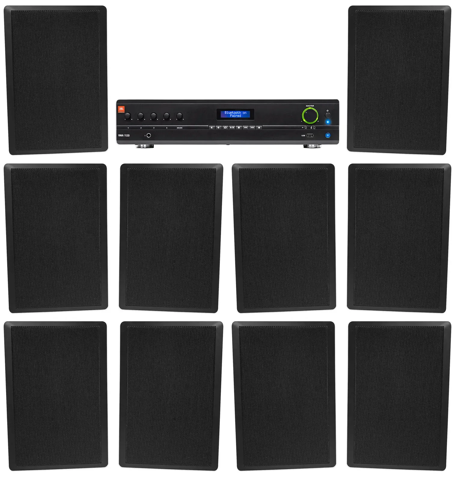 Настенная акустика JBL Rock Slim 70B Black с усилителем (10 штук)