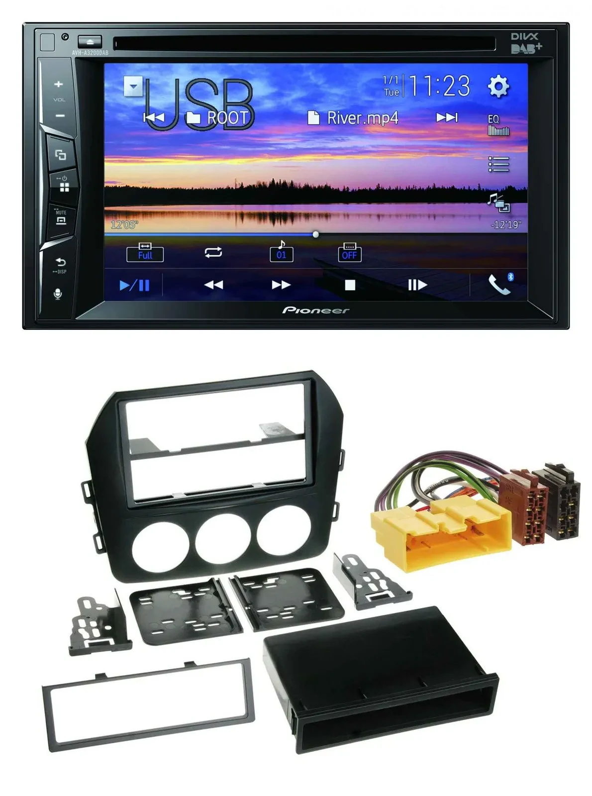 Pioneer Bluetooth 2DIN USB DVD DAB MP3 Autoradio für Mazda MX 5 (NC, ab 2008)
