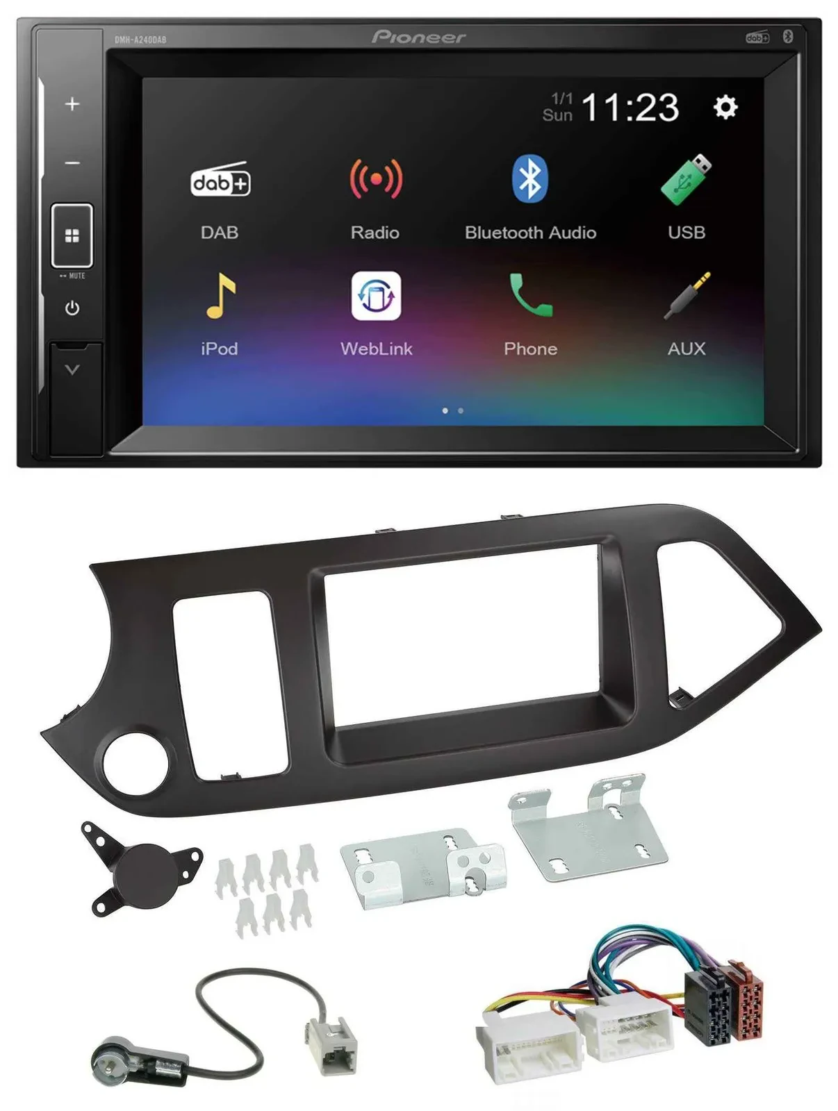 Автомагнитола Pioneer 2DIN, DAB, Bluetooth, USB для Kia Picanto (с 2011), без Start-Stop