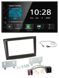 Kenwood Bluetooth MP3 DAB USB 2DIN Autoradio für Fiat Doblo ab 15 schwarz