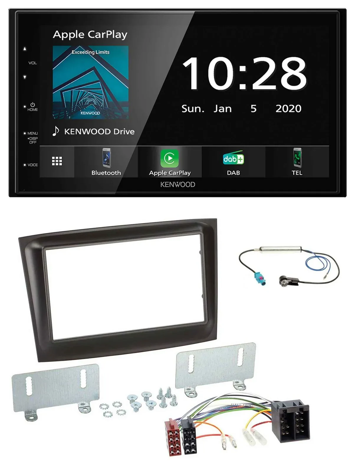 Kenwood Bluetooth MP3 DAB USB 2DIN Autoradio für Fiat Doblo ab 15 schwarz