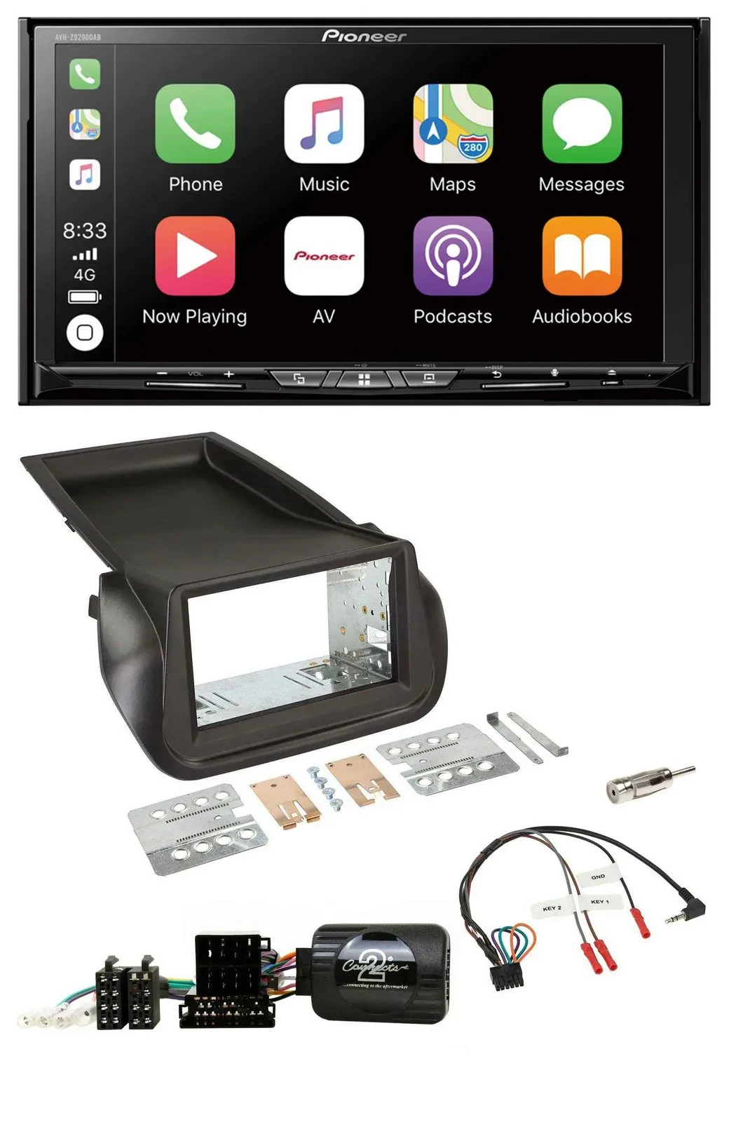 Pioneer 2DIN Lenkrad USB DAB DVD Bluetooth Autoradio für Citroen Nemo Fiat Fiori