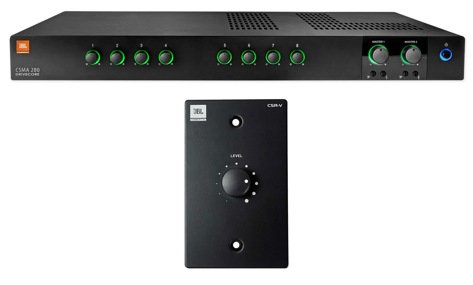 JBL CSMA280 Commercial/Restaurant 2 x 80w Amplifier+Black Wall Volume Controller