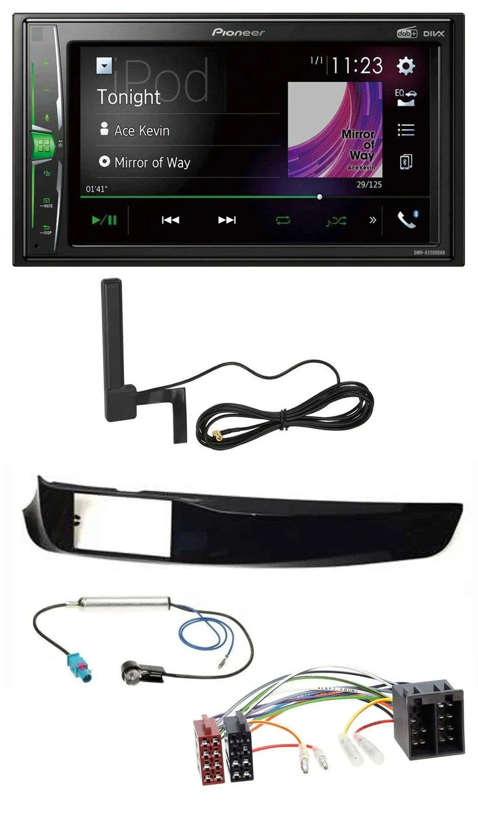 Автомагнитола для Alfa Giulietta Pioneer 2DIN Bluetooth DAB MP3 AUX, черный глянцевый