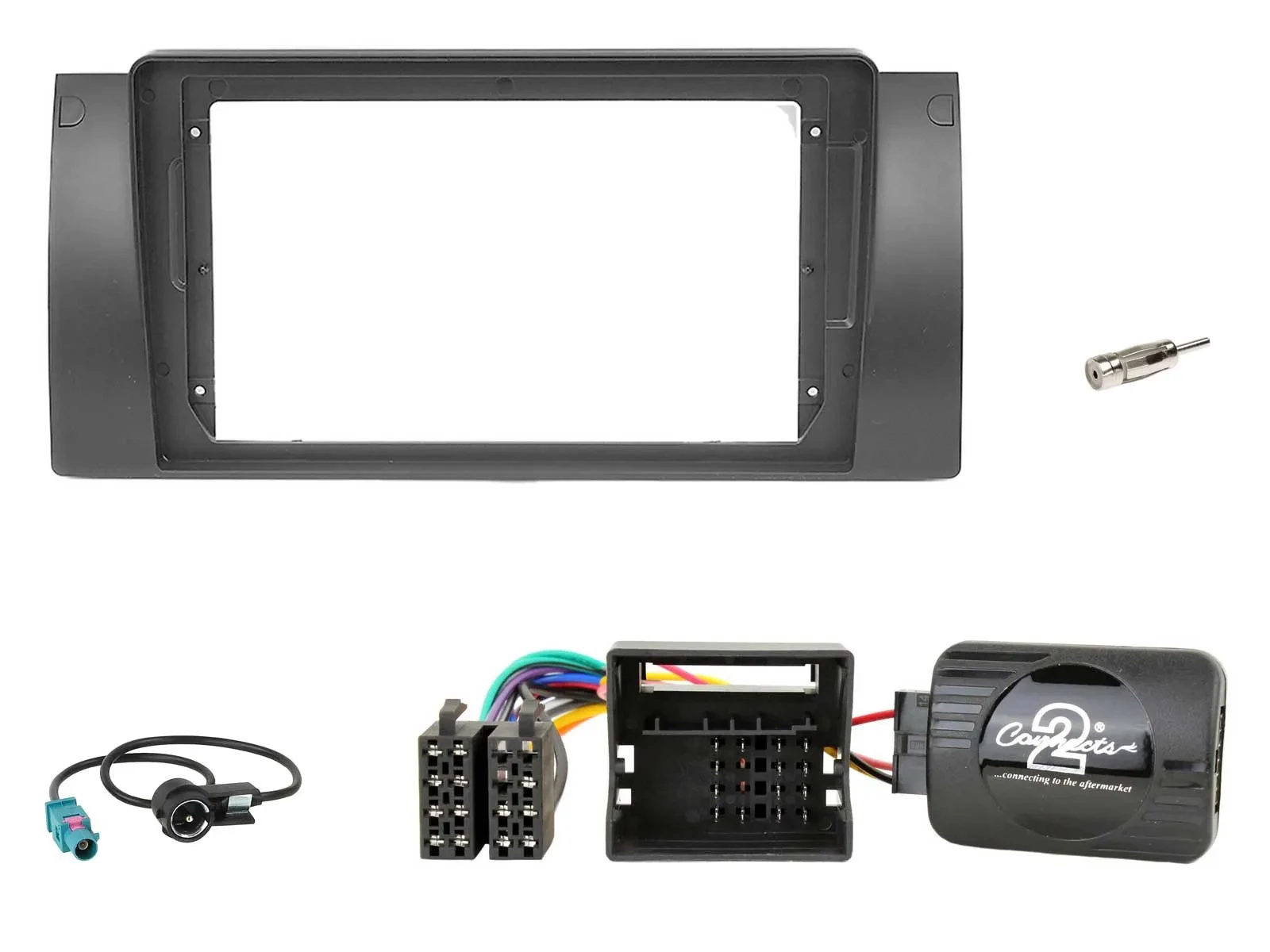 Einbauset Lenkradadapter für 9 Zoll Autoradio für BMW X5 2002-2006 40 Pin Quadlo