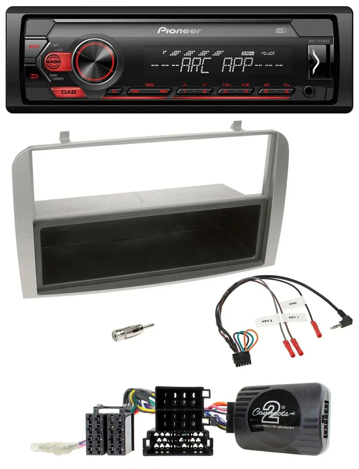 Автомагнитола Pioneer 1DIN DAB USB MP3 для Alfa Romeo GT/147 2007–2010 серебристая