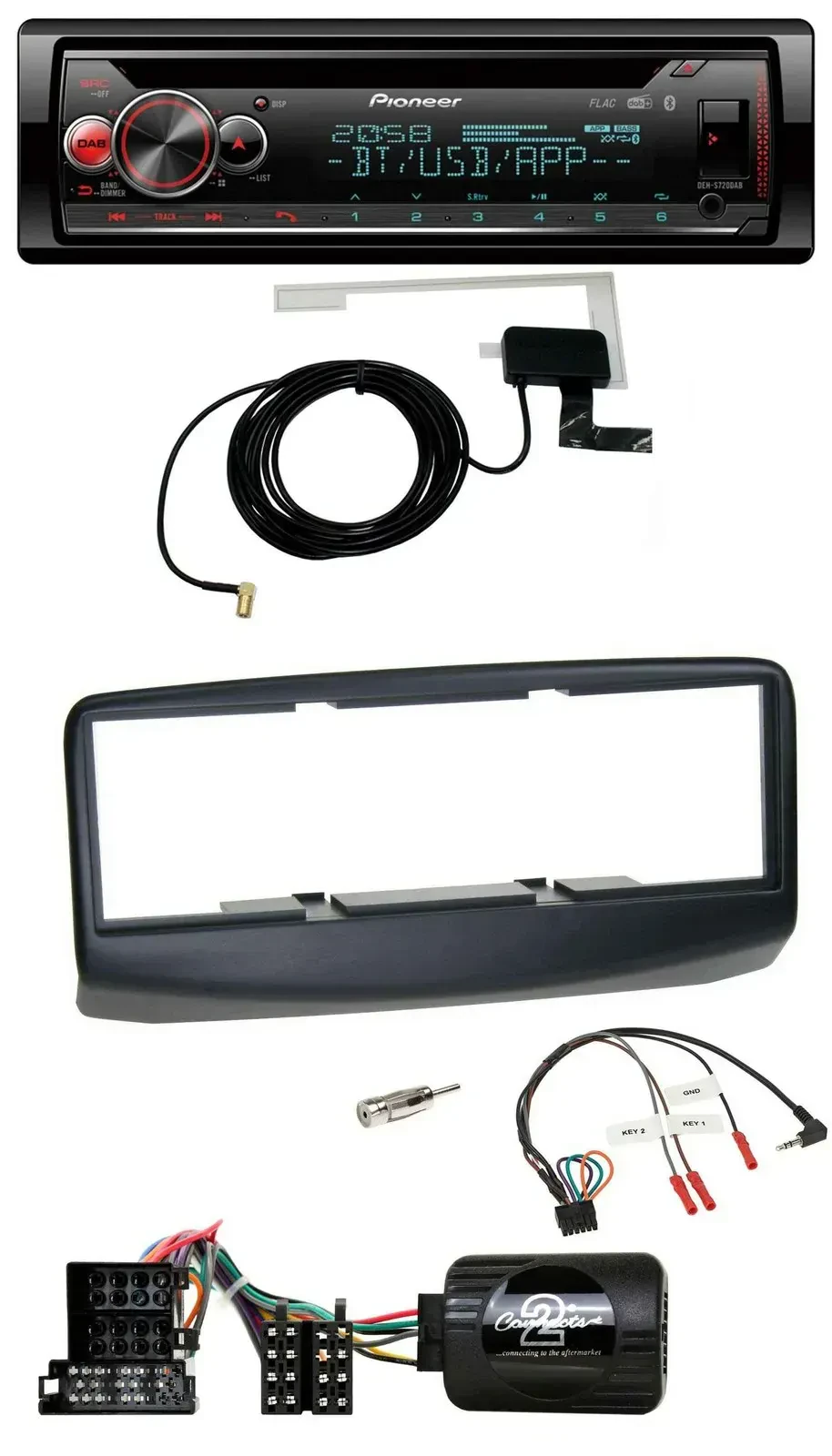 Автомагнитола для Fiat Multipla (2006–2010) Pioneer DAB, CD, USB, Bluetooth, поддержка управления на руле