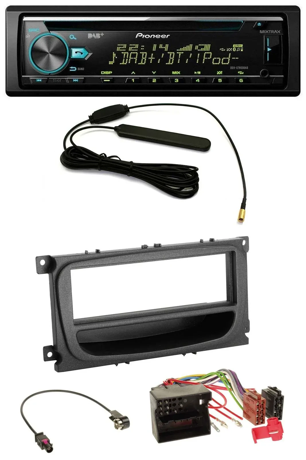 Автомагнитола для Ford Mondeo/S-Max 2007–2014 Pioneer CD/MP3/AUX/DAB/USB, черная, с отсеком