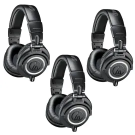 Audio-Technica ATH-M50x Professional Monitor Headphones, Black, 3 Pack #ATHM50X3