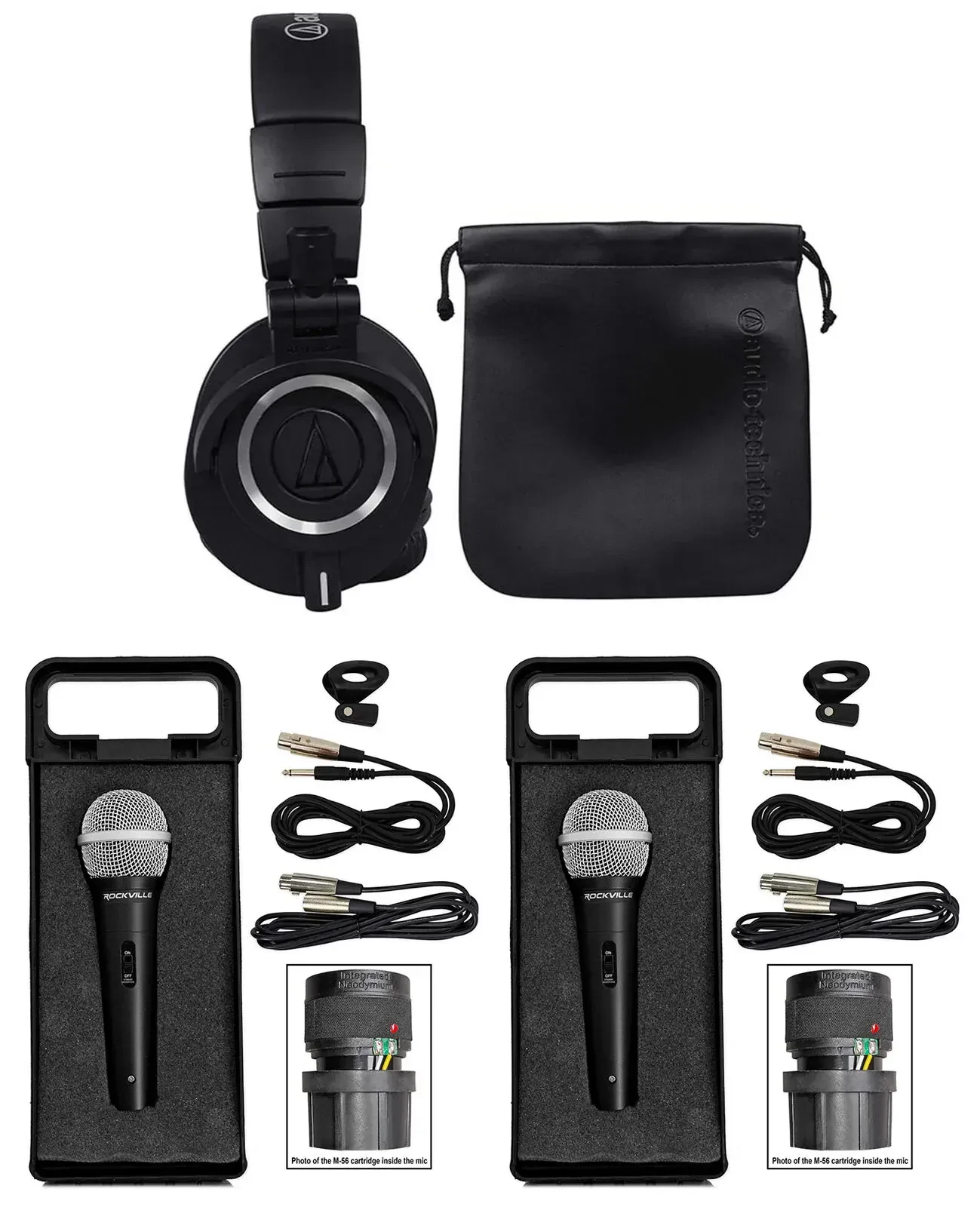 Наушники мониторные Audio-Technica ATH-M50X Over-Ear с кейсом и 2 микрофонами