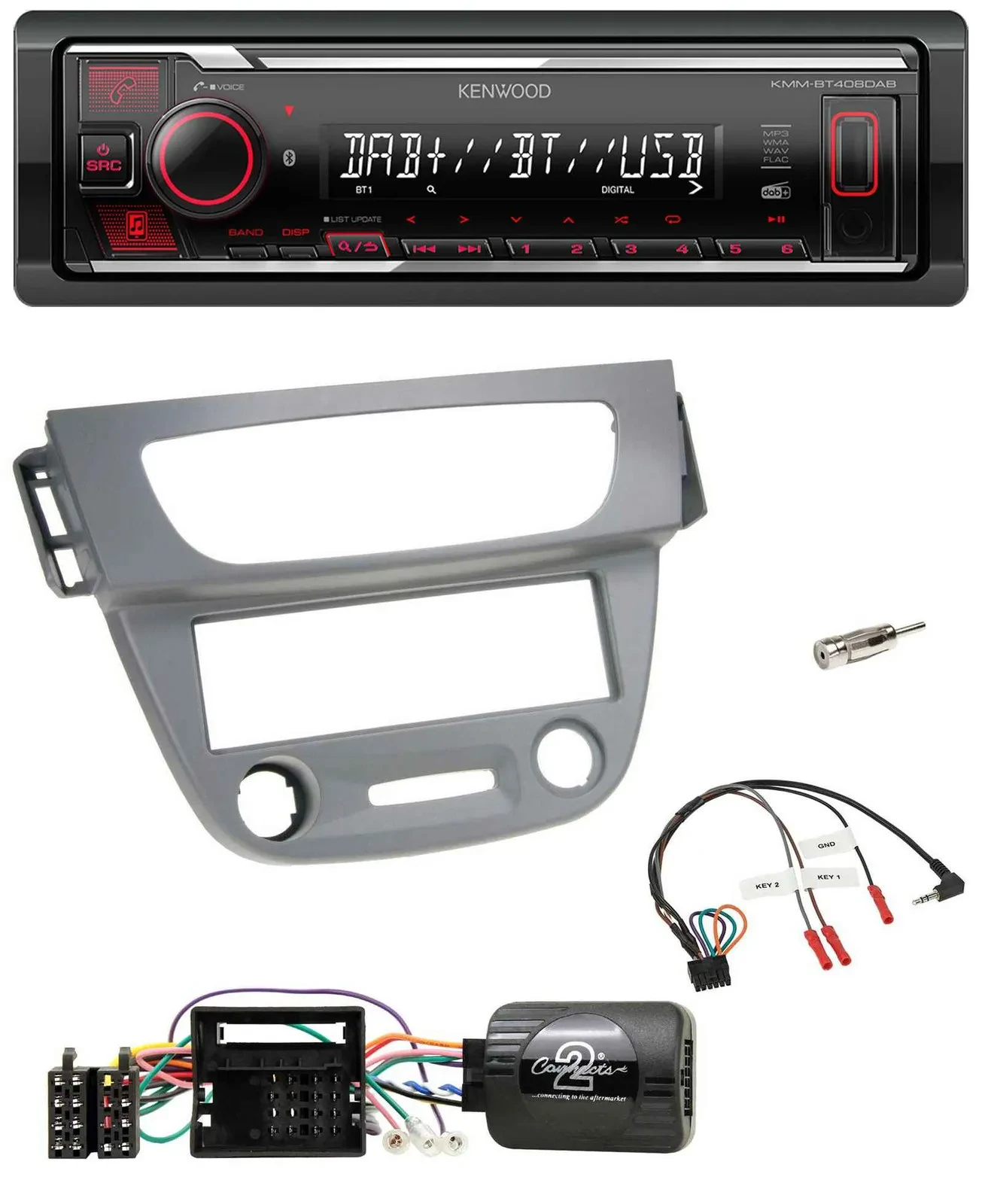 Автомагнитола Kenwood Bluetooth, USB, DAB для Renault Megane III 2009–2012