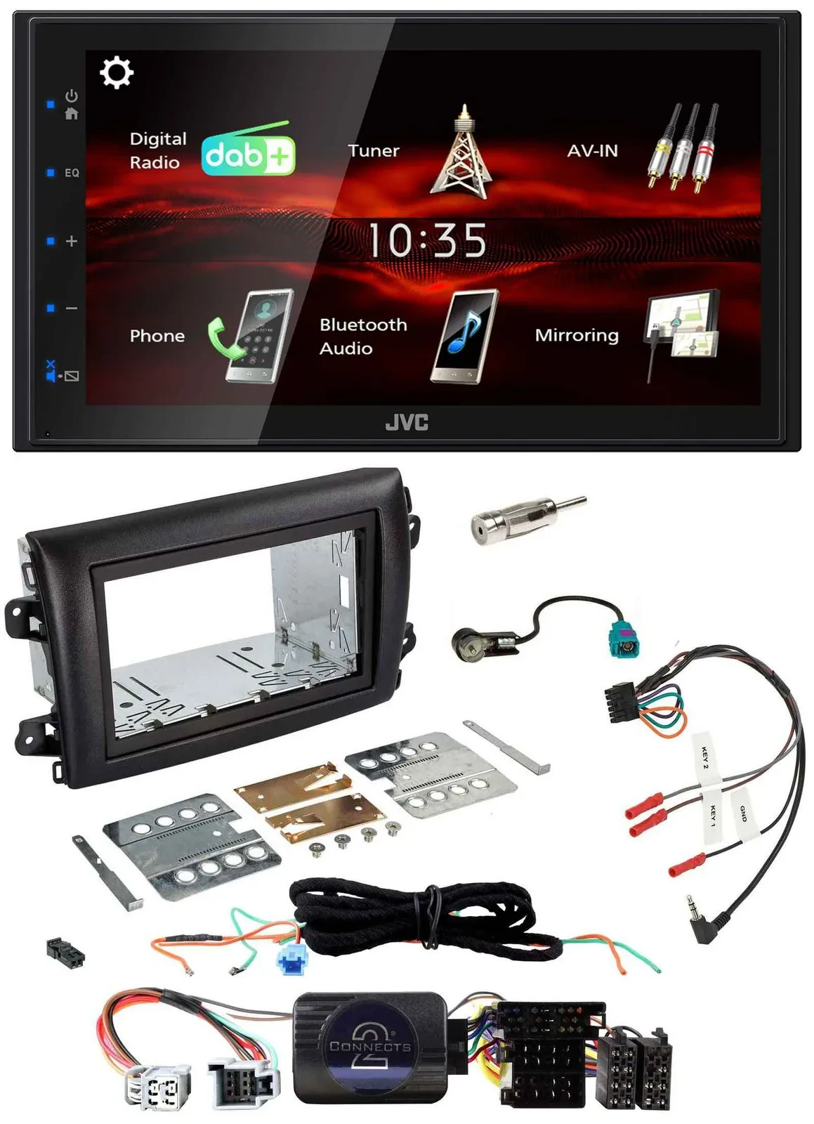 JVC USB Bluetooth Lenkrad DAB 2DIN Autoradio für Fiat Ducato Serie 8 ab 2021