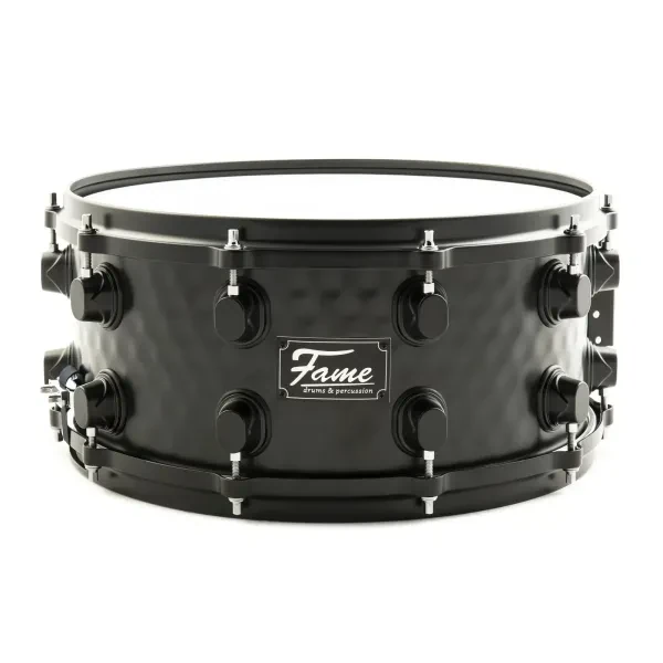 FSS-65 Snare Drum 14x6.5 Hammered Black Steel Remo Skins Die-Cast Hoops Sticks