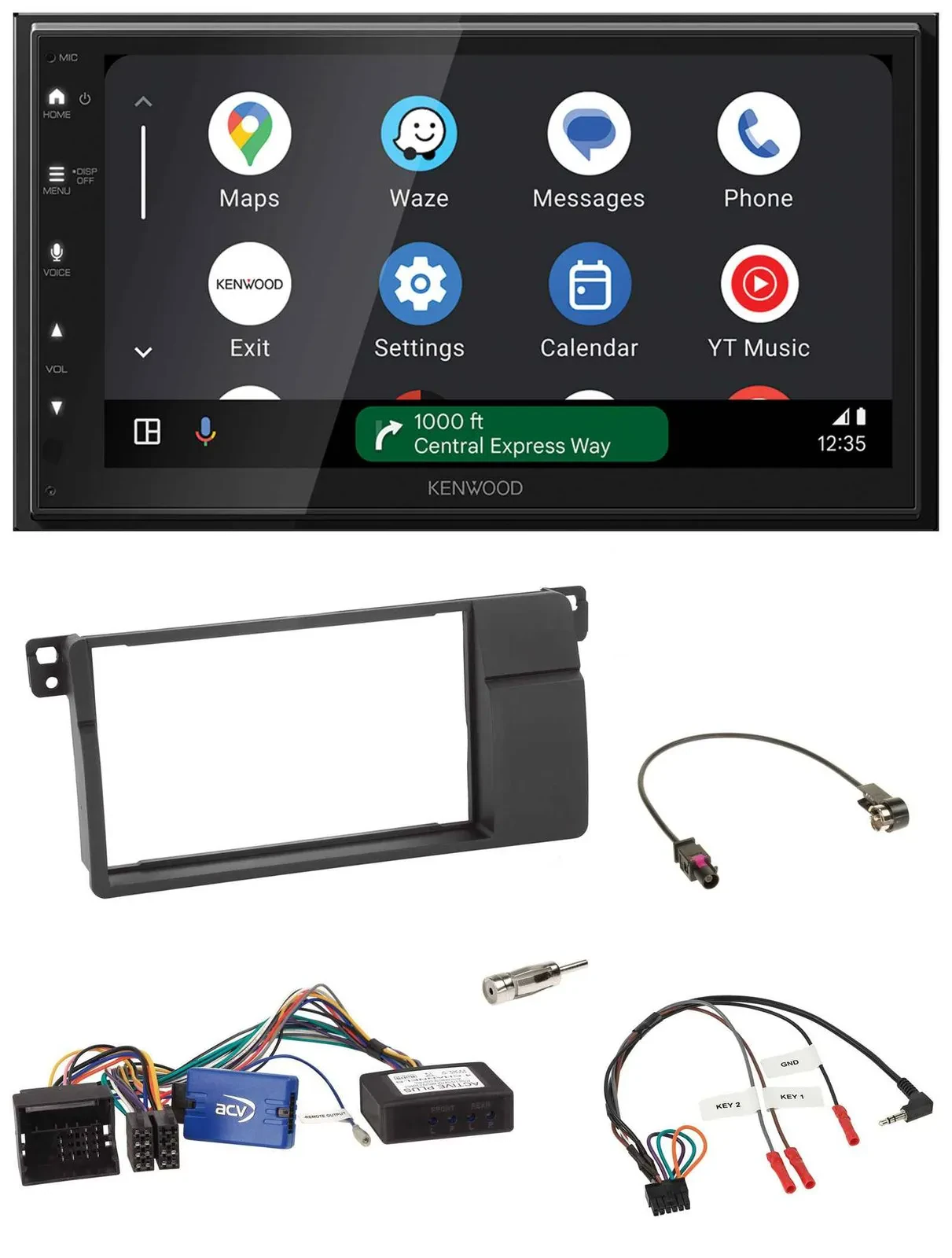 Kenwood DAB Bluetooth USB Lenkrad 2DIN Autoradio für BMW 3er E46 2002-2006 schwa