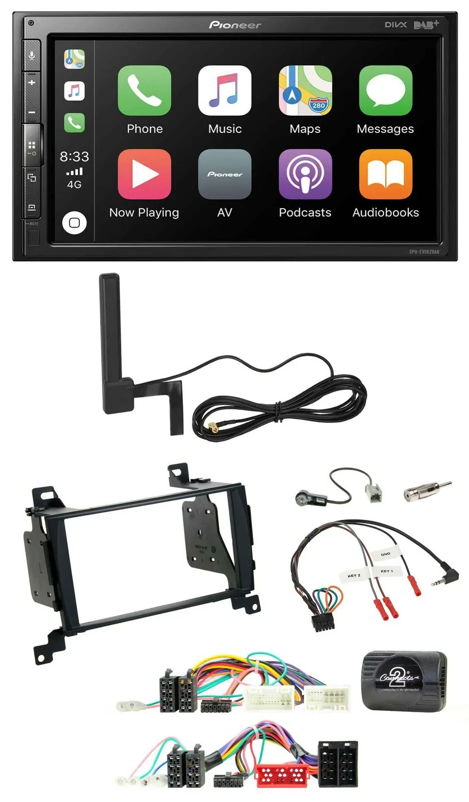 Pioneer USB 2DIN Bluetooth DAB Lenkrad Autoradio für Hyundai Santa Fe 2010-2012