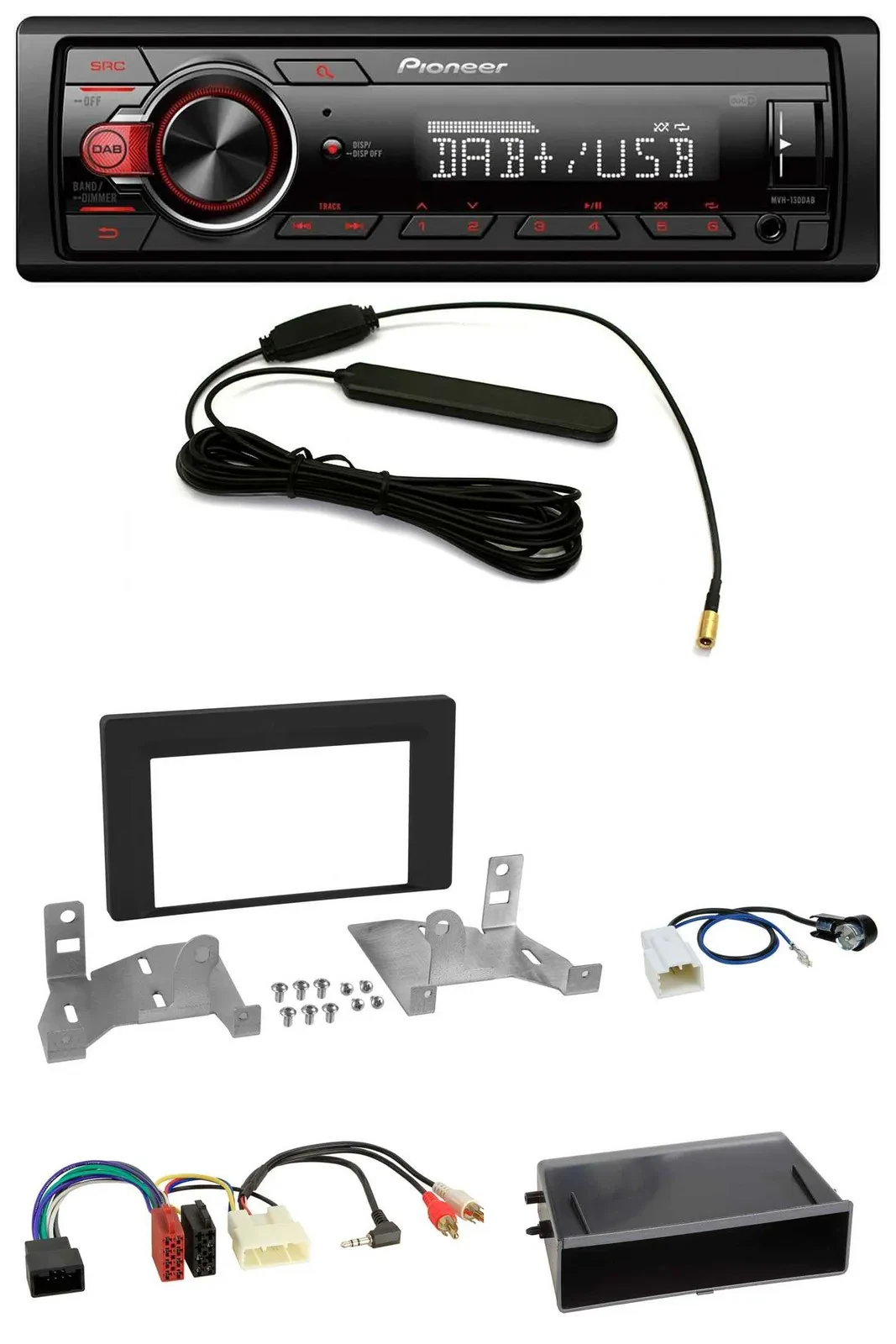 Pioneer MP3 DAB 1DIN AUX USB Autoradio für Toyota Aygo AB7 ab 2022 mattschwarz