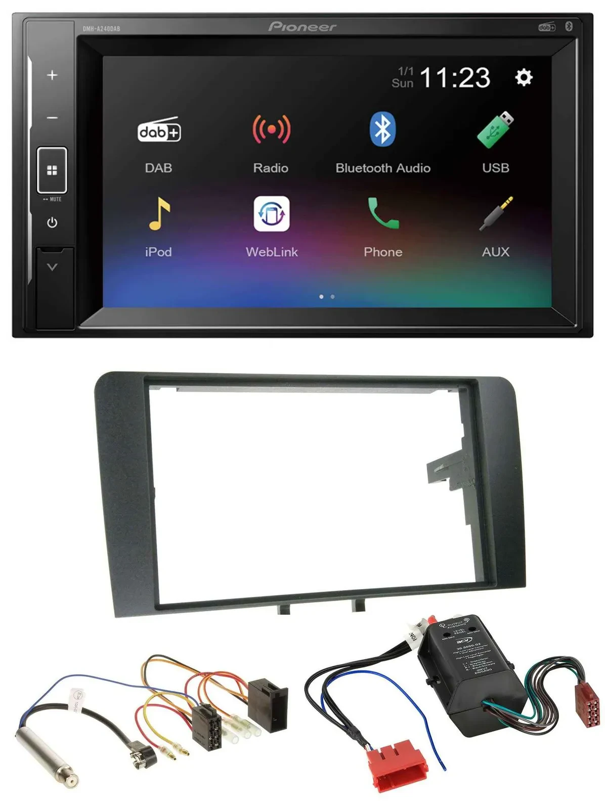 Pioneer DAB MP3 2DIN Bluetooth USB Autoradio für Audi A3 03-06 8P Bose Aktivsyst