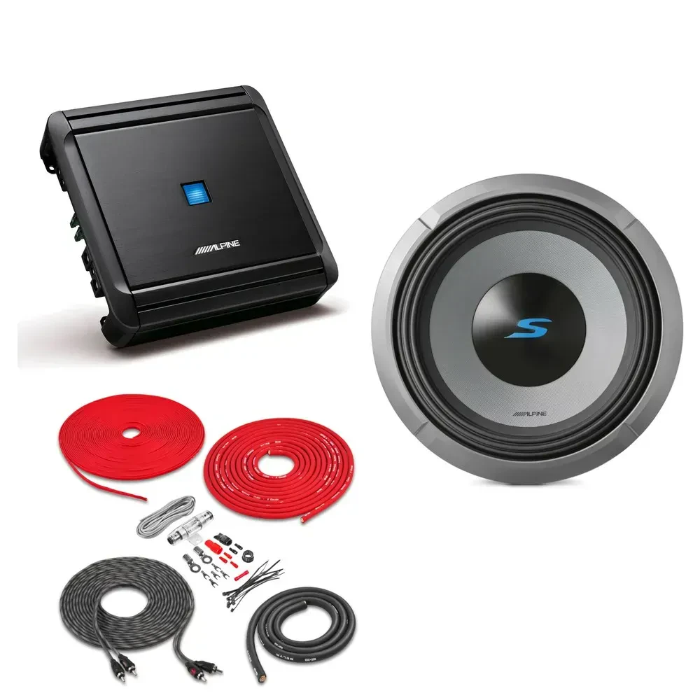 Сабвуфер пассивный Alpine S2-W12D4 12" 600W RMS, Dual 4 Ohm (набор, с усилителем)