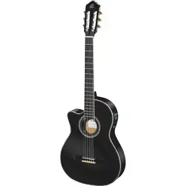 Классическая гитара с подключением Ortega Family Pro RCE145LBK Thinline Left-Handed Black