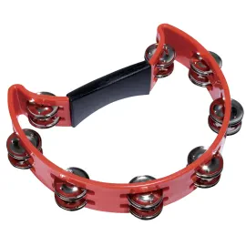Fame Hand Tambourine Rot Doppelreihig Stahl-Schellen Halbmond Kunststoff Sound