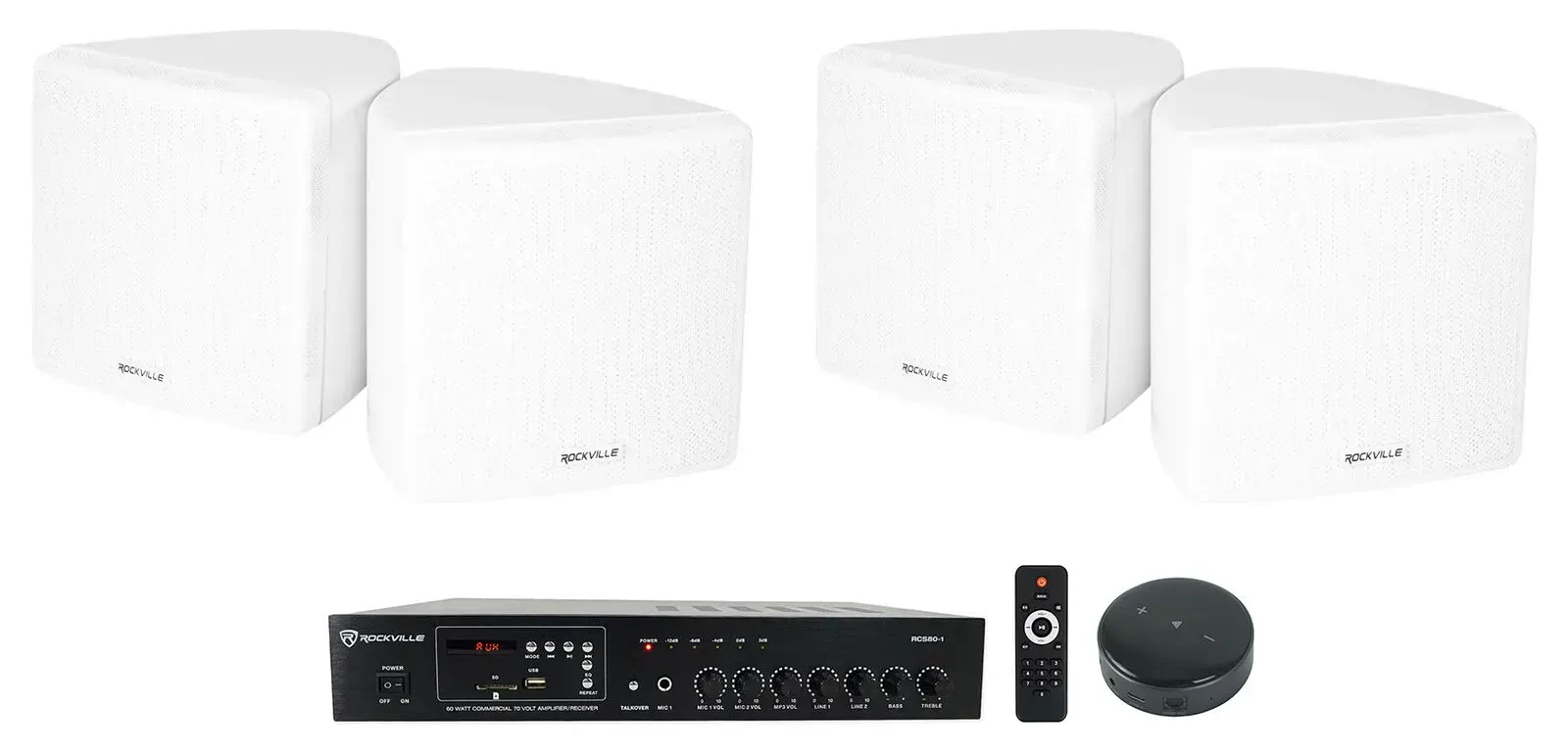 Настенная акустика Rockville Cube 70v White с усилителем (4 штуки)