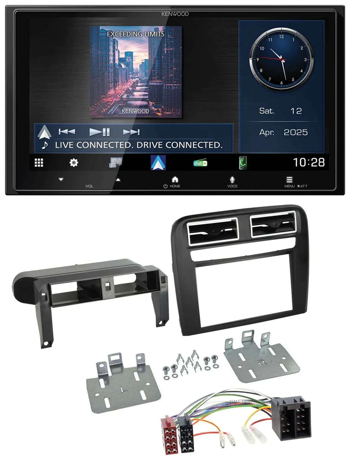 Kenwood Bluetooth 2DIN USB DAB MP3 Autoradio für Fiat Grande Punto 2005-2009 sch