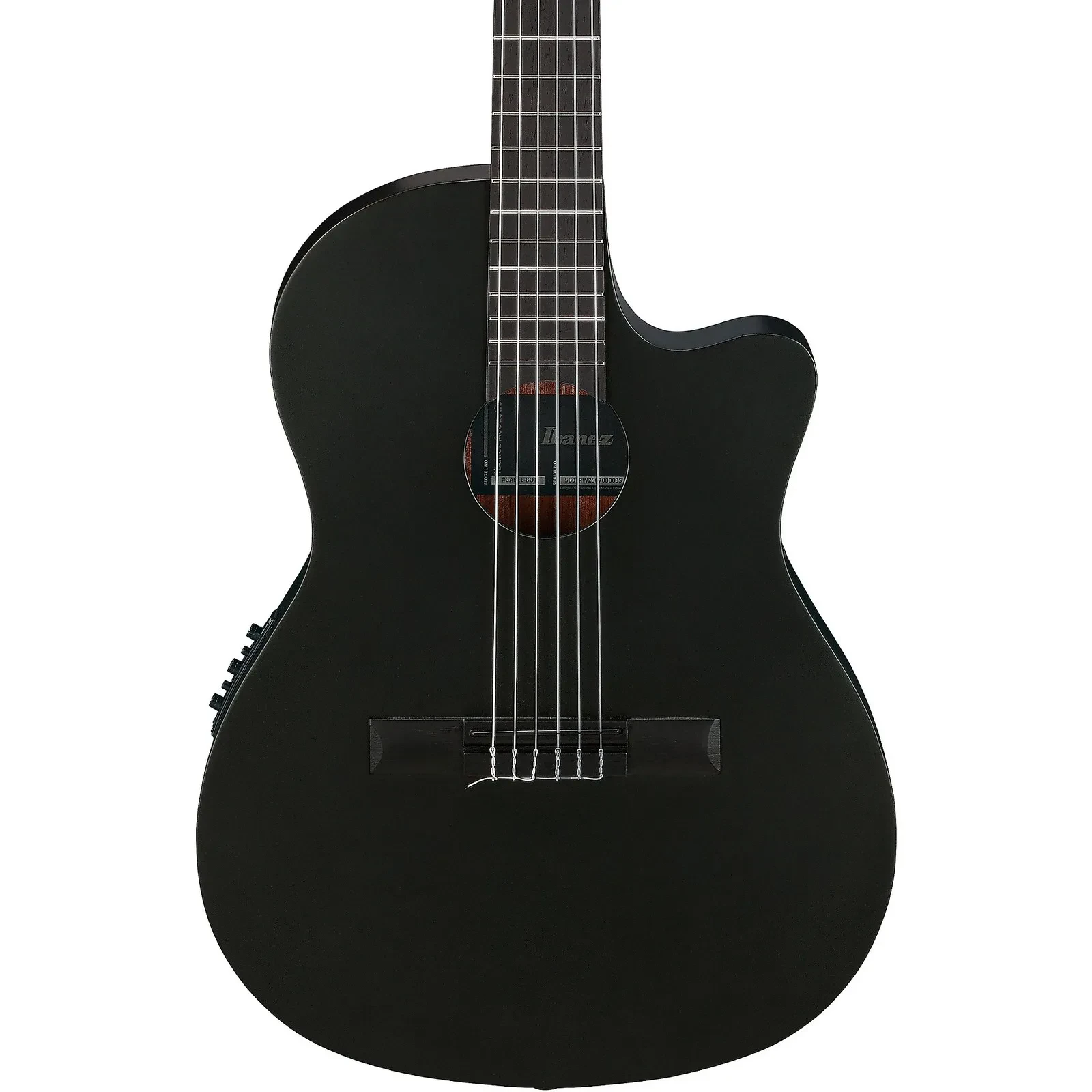 Ibanez GA621 Thinline Acoustic-Electric Classical Guitar, Spruce Top, Black Out