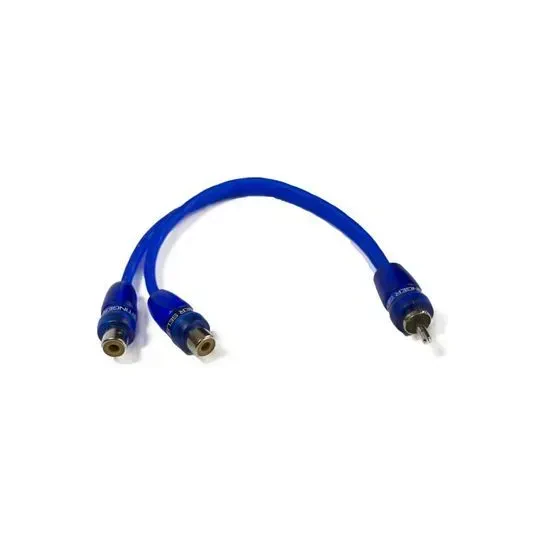 New Stinger SSRCB2F 2 Female to 1 Male Car Audio RCA Y Interconnect Cable - Blue