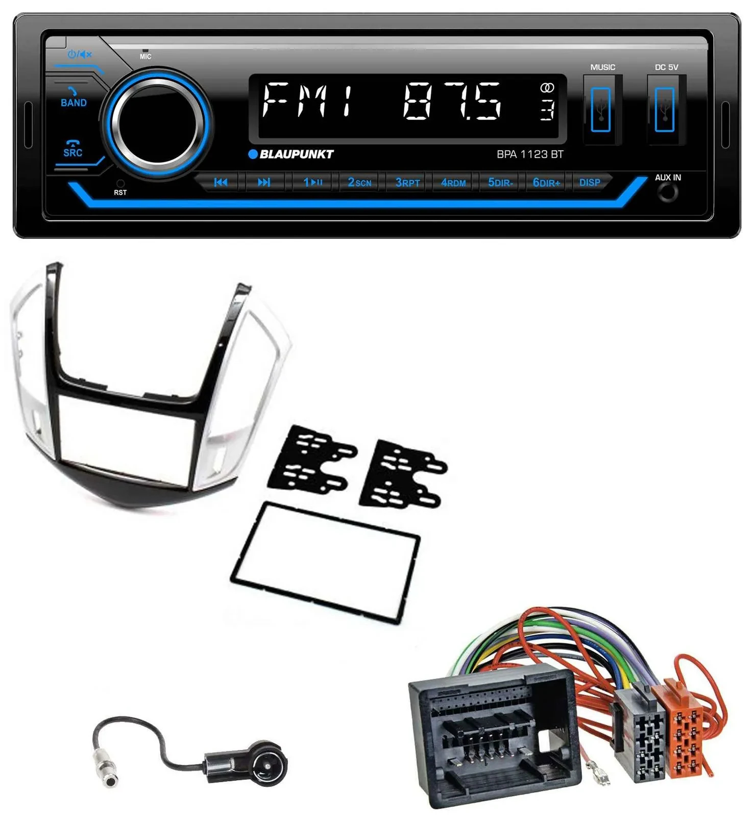 Автомагнитола для Chevrolet Cruze (2011–2016) Blaupunkt MP3, Bluetooth, USB, AUX, серебристая