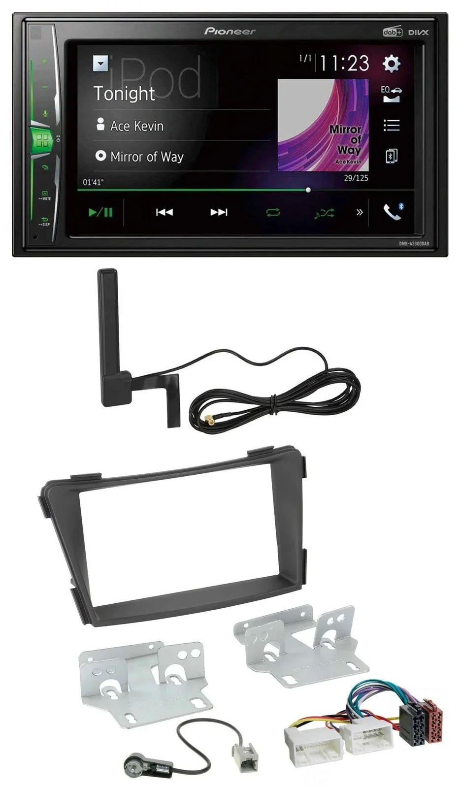 Автомагнитола для Hyundai i40 VF Pioneer 2DIN, MP3, DAB, AUX, Bluetooth, черная