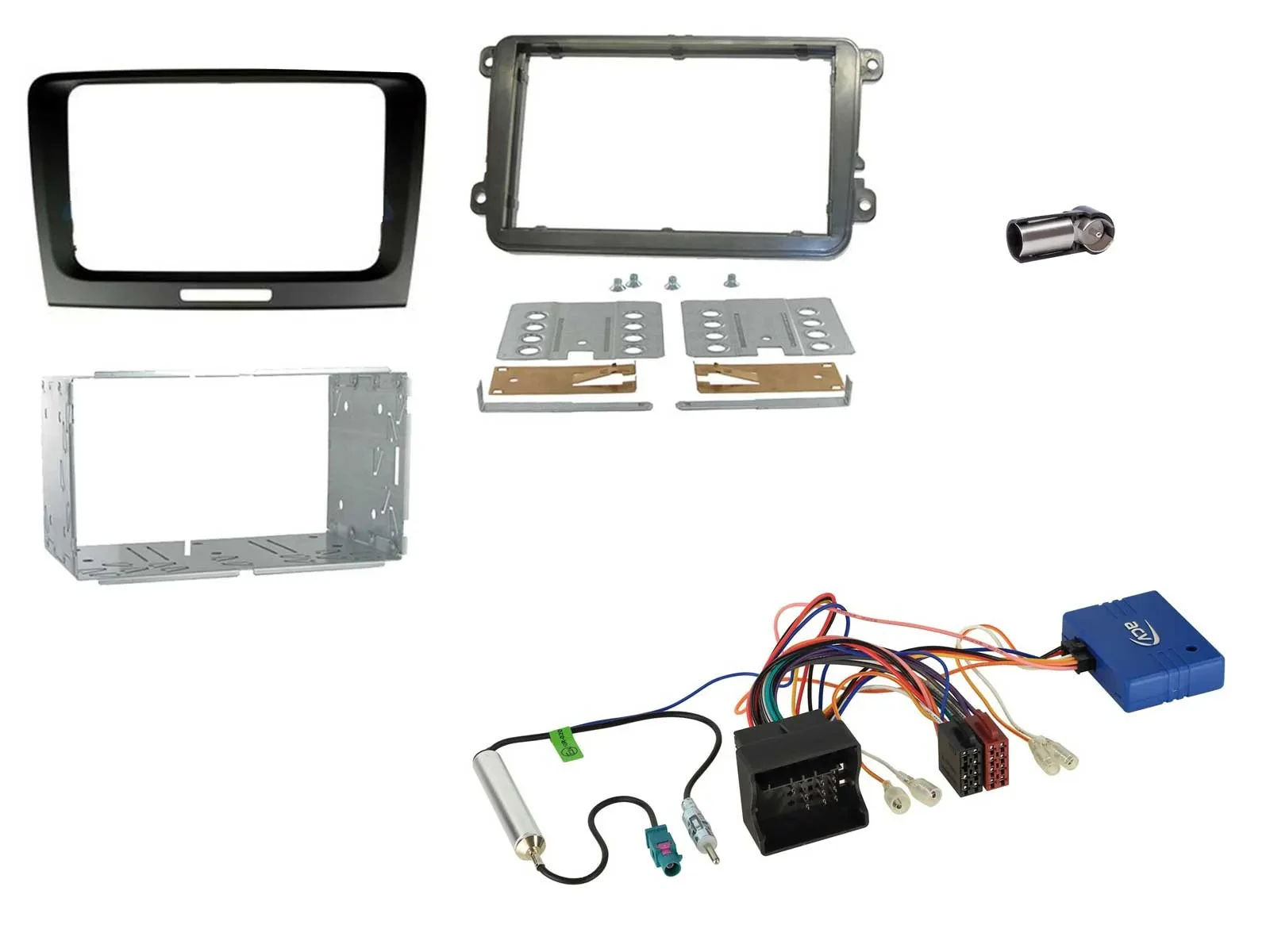 Einbauset CAN-Bus Doppel DIN Autoradio für Skoda Superb 2008-2015 schwarz