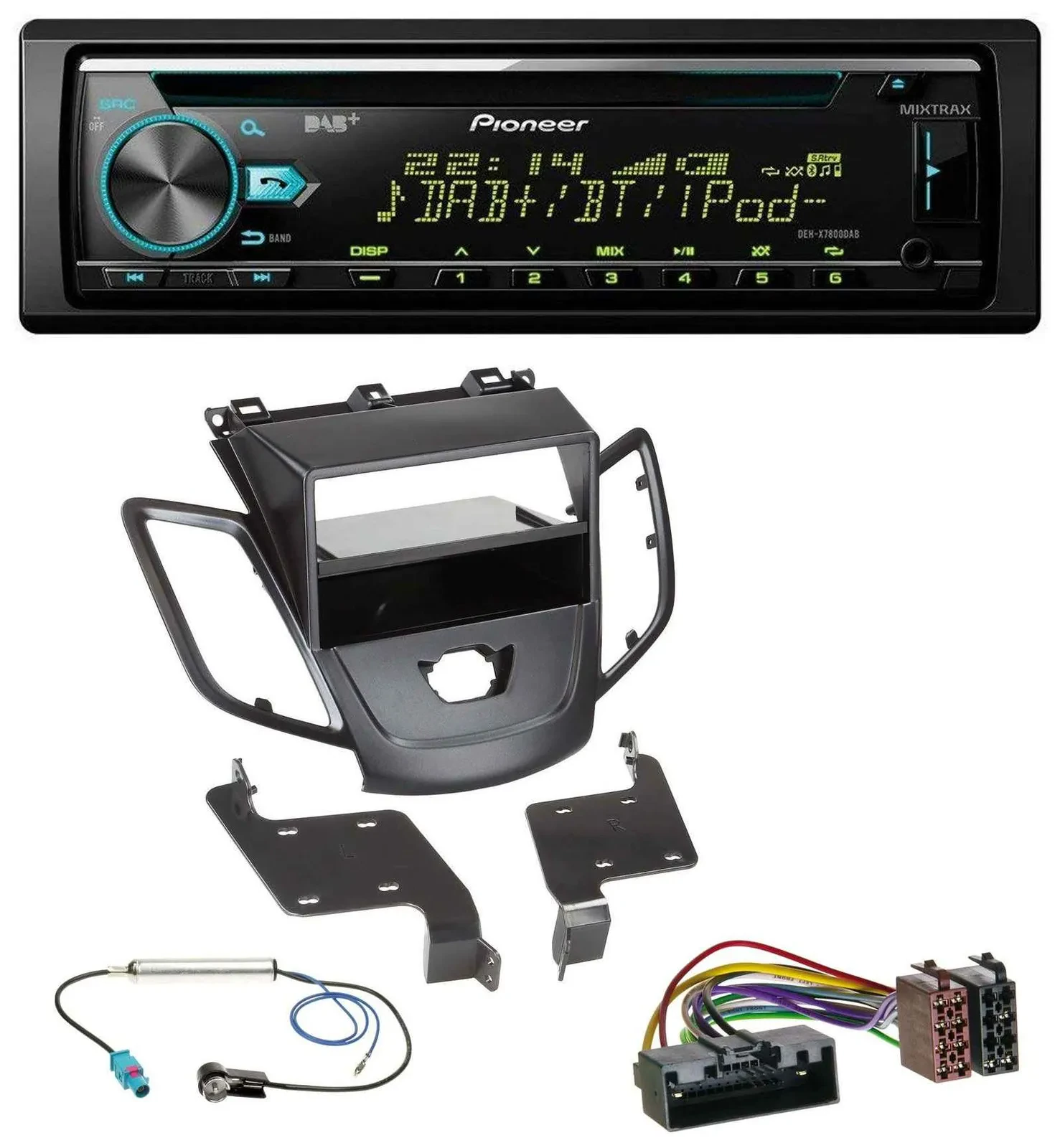 Pioneer DAB MP3 CD USB Bluetooth Autoradio für Ford Fiesta 10-17 JA8 ohne Displa