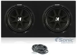 2) KICKER 43C124 Comp 12" 600W Car Subwoofers+Sealed Sub Box Enclosure