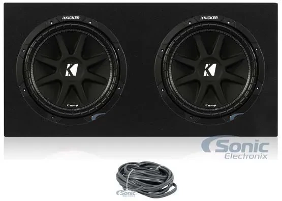 2) KICKER 43C124 Comp 12" 600W Car Subwoofers+Sealed Sub Box Enclosure