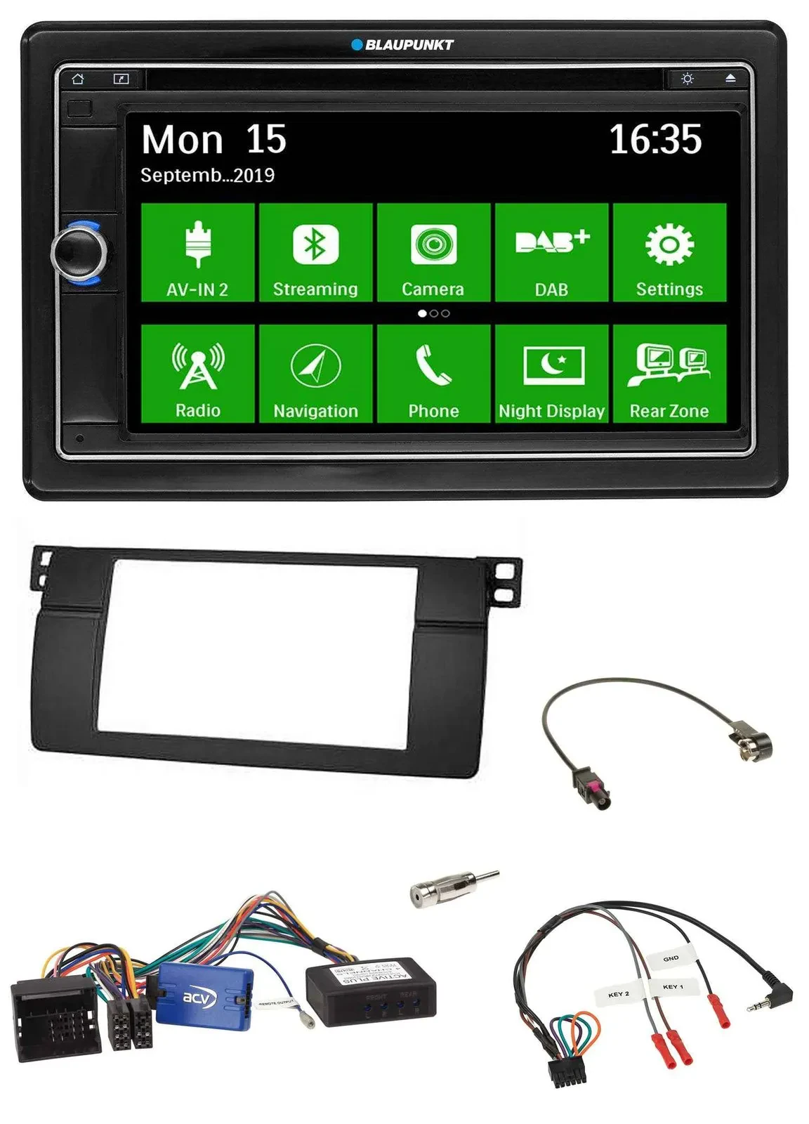 Автомагнитола Blaupunkt 2DIN Bluetooth DAB USB навигация TMC для BMW 3 Series (2002–2006)