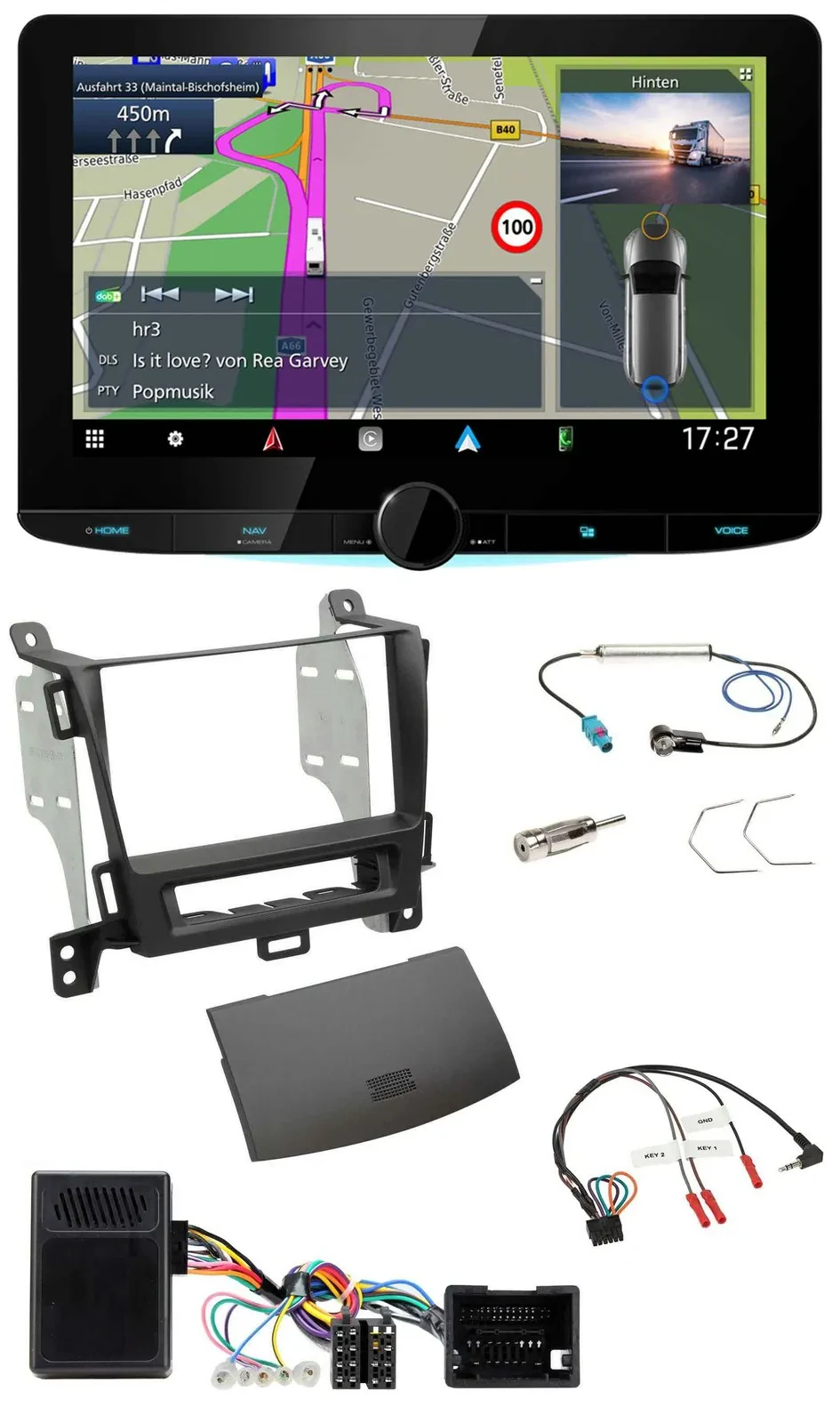 Kenwood Bluetooth DAB TMC 2DIN Lenkrad USB Navigation für Opel Zafira ab 13 jet