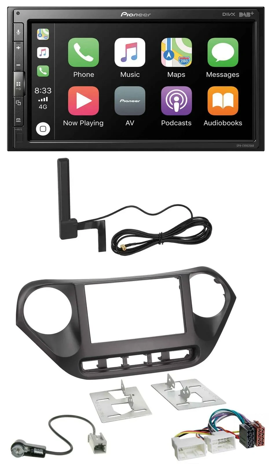 Автомагнитола для Hyundai i10 Pioneer 2-DIN, USB, Bluetooth, DAB, MP3 (с 2013)