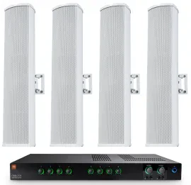 JBL CSMA 2120 Commercial 70v Amplifier Amp+(4) White Column Line Array Speakers