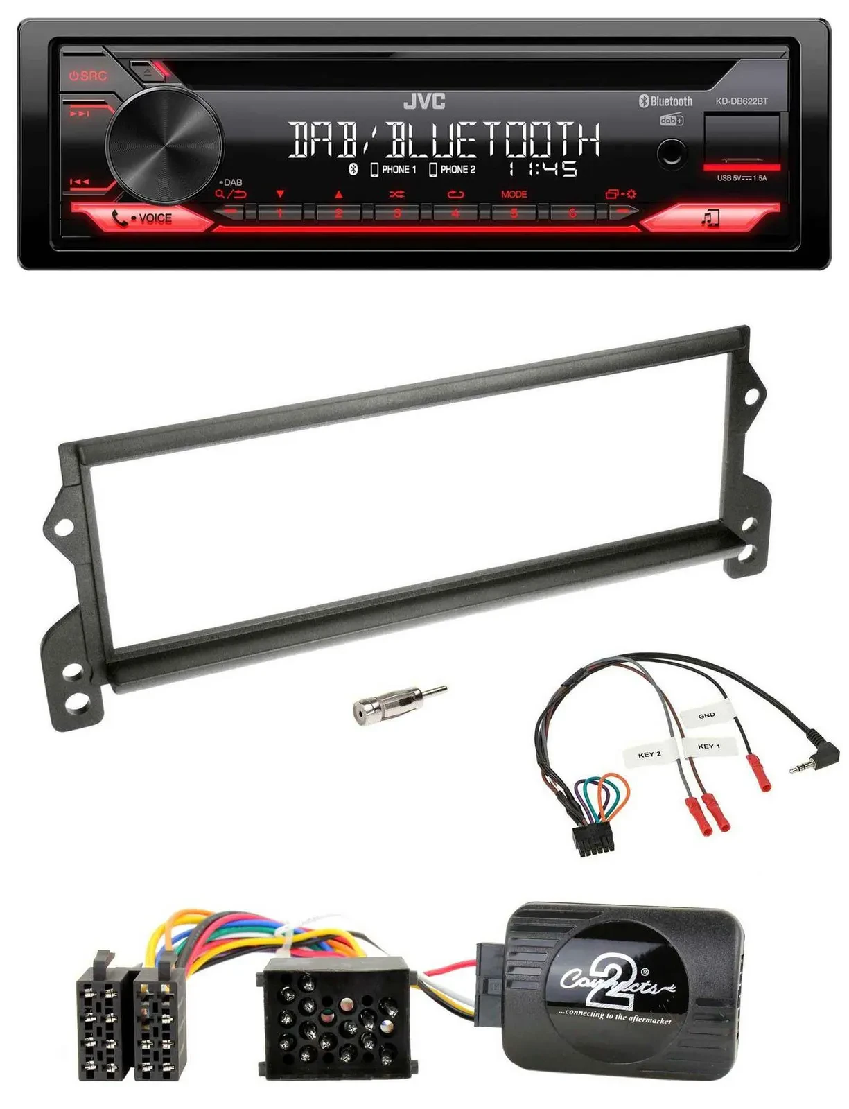 JVC CD DAB USB Bluetooth Lenkrad Autoradio für Mini (2001-2002)