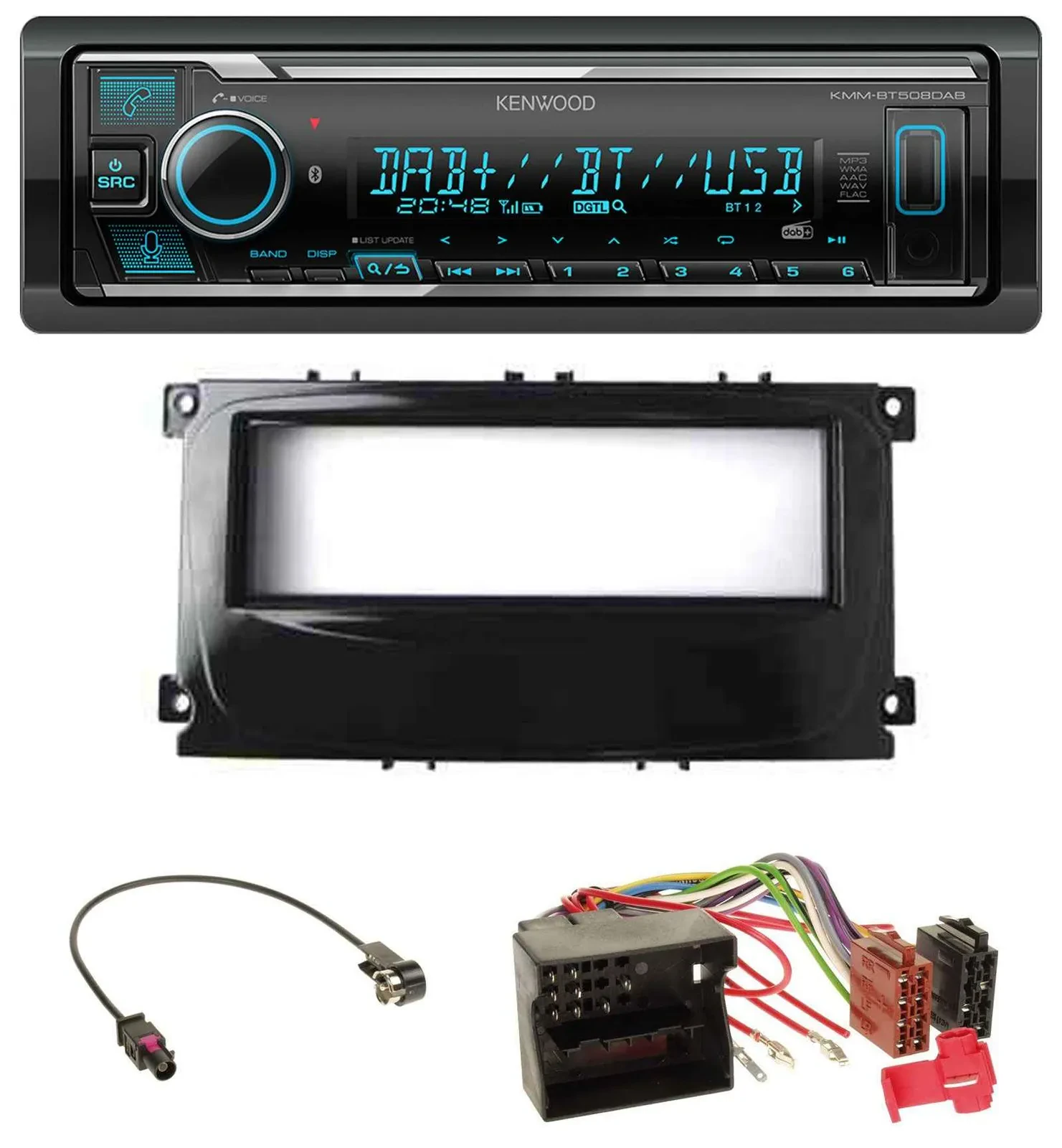 Kenwood Bluetooth MP3 DAB USB Autoradio für Ford C-Max Galaxy Focus ab 2007 glän