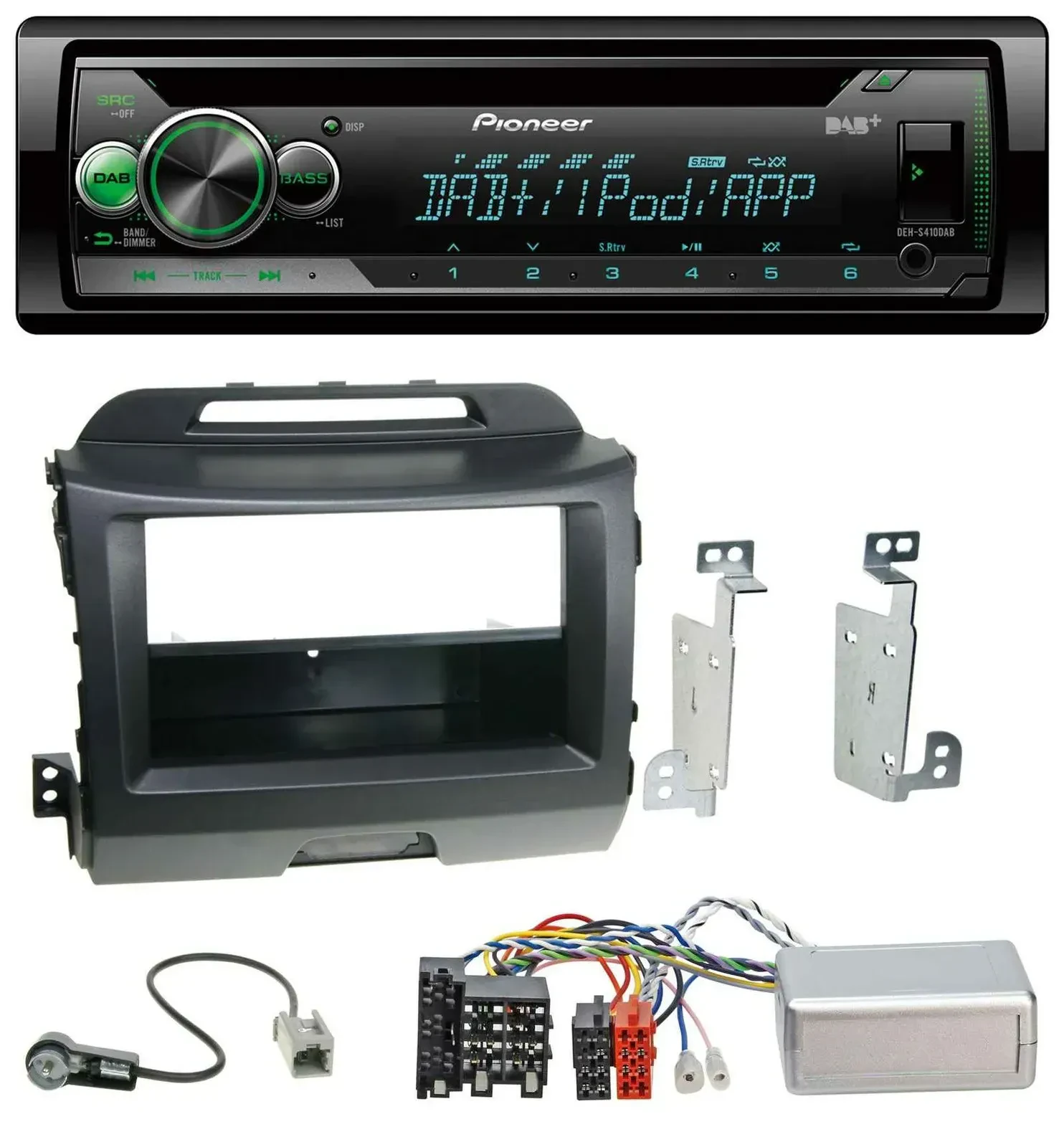 Автомагнитола для Kia Sportage 3 (2010–2015) Pioneer CD, USB, MP3, DAB, черная