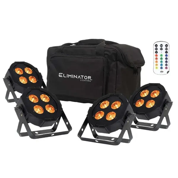 Светодиодный прибор Eliminator Lighting Mega Flat Hex L PAK4 Black с аксессуарами (4 штуки)